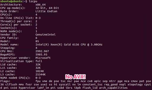 lscpu - missing AVX flag