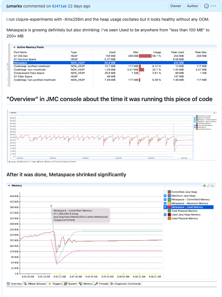 Profiling memory of Clojure code calling 'eval' in a loop